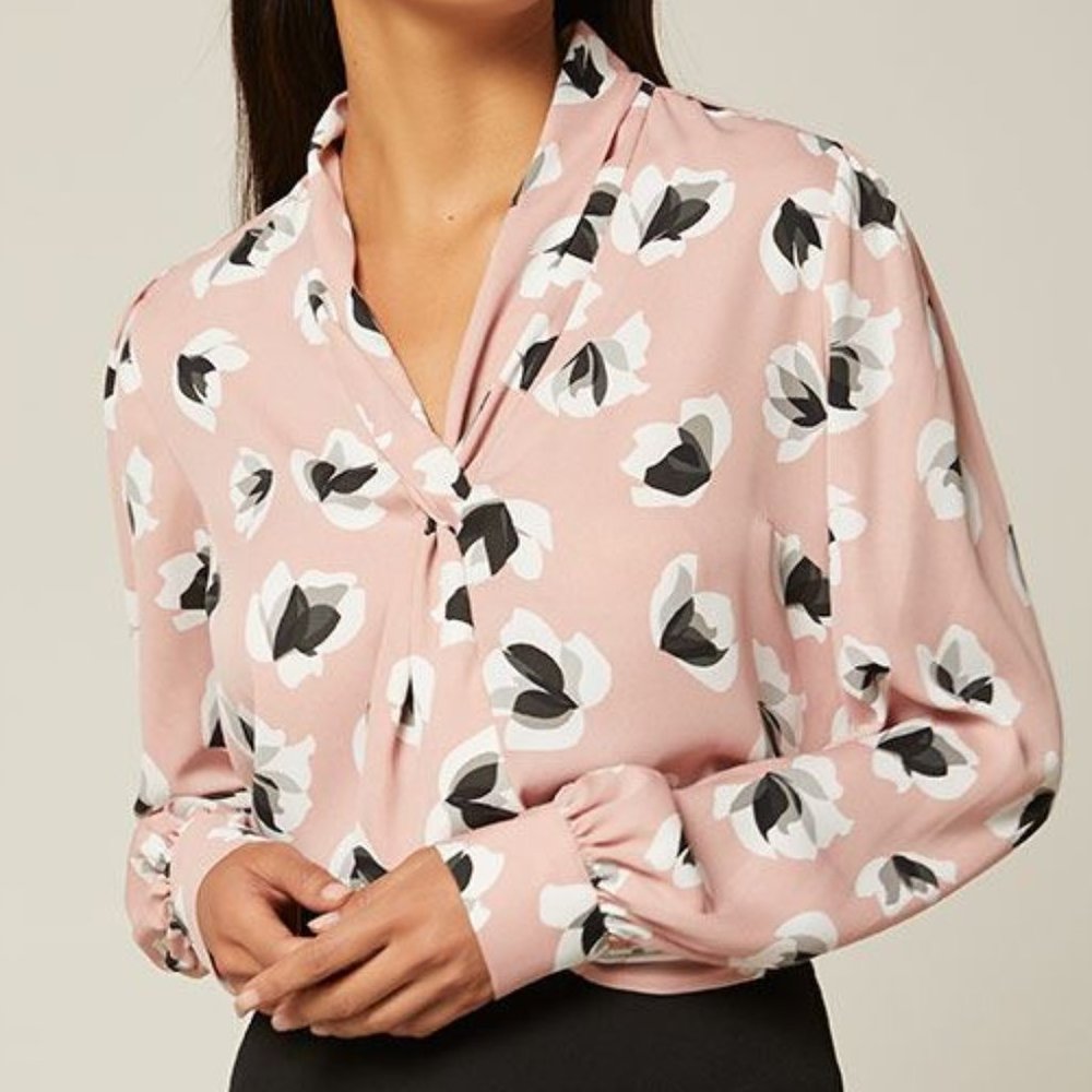 Long Sleeve Front-Twist Blouse